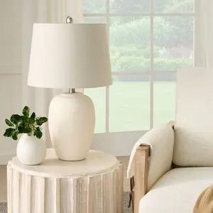 23" Off-White Natural Ceramic Urn Table Lamp - Nourison