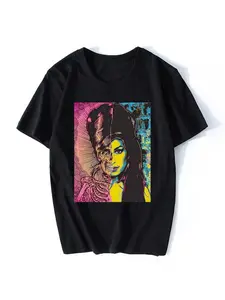 2025 Amy Winehouse Leggetti Printed T-shirt Short Sleeve T-shirt Men's and Women's Top Hip Hop