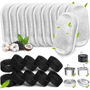 Water Fountain Filters, 20Pack  Fountain Replacement Filters for Stainless Steel 108oz/3.2L& 67oz/2L adjustable Water Flow Pet Water Fountain, Water Fountain Filters(10 Filters& 10 Sponges)