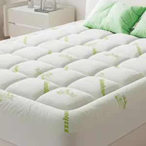Mattress Topper Viscose Made from Bamboo Sheets Mattress Protector for Back Pain Relief Cooling for Hot Sleeping Poor Sleeper Green