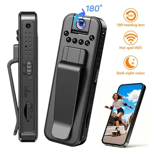 1080P Mini Handheld Sports Camera, Wearable Clip Design, 180° Rotating Lens, IR Night Vision, Loop Recording, Portable Video Recorder for Outdoor Sports, Riding, Daily Security Use, Vlogging Camera, Wireless Vlog Camera