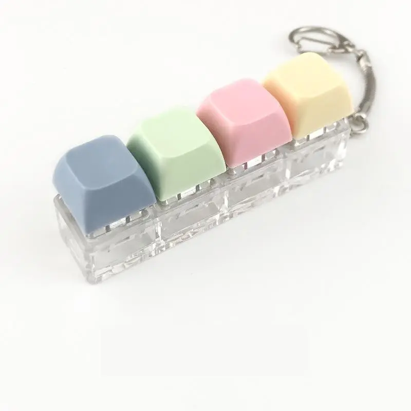 Fun Playful Keycap Keyboard Keychain, Fidget Finger Keyring, Stress Relief Gift, Decompression Button Keychain, 4-Key Keycap, Unique Design, Perfect for Gamers & Office Use, Keychain Accessories