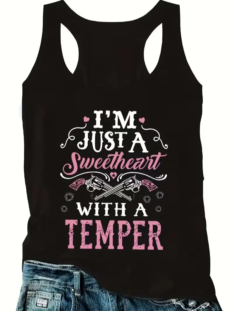 Women's Vintage Ornament Scroll Heart Graphic Cotton Blend Racerback Tank, Western Loose Fit Cowboy Apparel with Denim-Inspired Fabric for Jeans Pairing