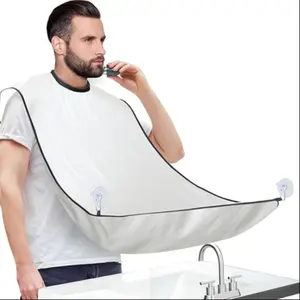 Beard Bib Apron, Beard Bib Hair Catcher for Shaving, Non-Stick Beard Shave Cape with Suction Cups, Grooming Accessories for Men, Gifts for Men Husband Father (White)