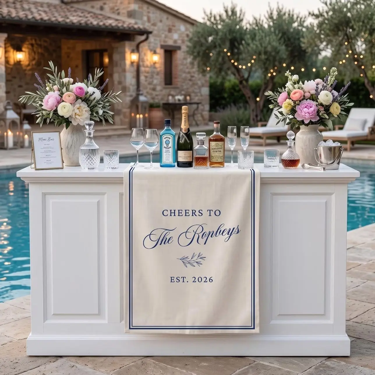Custom Unique Timeless Wedding Welcome Sign, Bar Menu Banner, Linen Cotton,Romantic ceremony Gift, Personalized Name Date sign decor