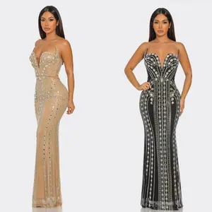 Luxury Rhinestone Strapless Evening Gown Black & Nude - Elegant Beaded Design for Special Occasions