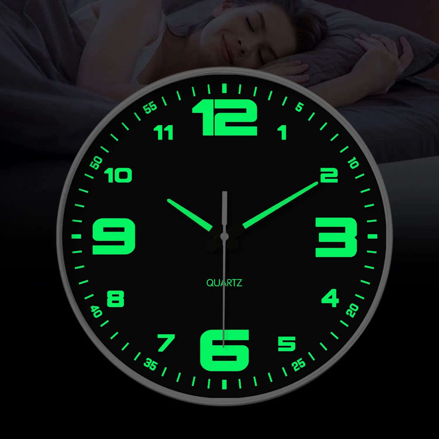 Round Glow in the Dark Wall Clock Decorative, Silent Battery Operated with Luminous Numbers, Perfect for Living Room, Bedroom & Home Decor