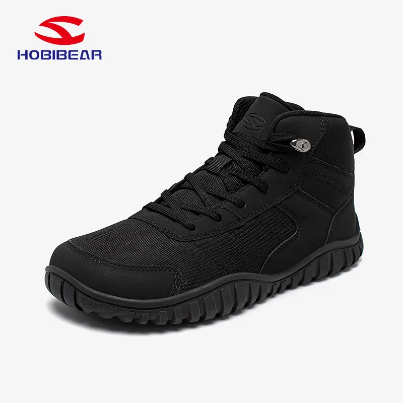 HOBIBEAR Barefoot Boots Mens Hightop Womens Wide Toe Box Warm Ankle Sneakers Waterproof Winter Outdoor Hiking Shoes