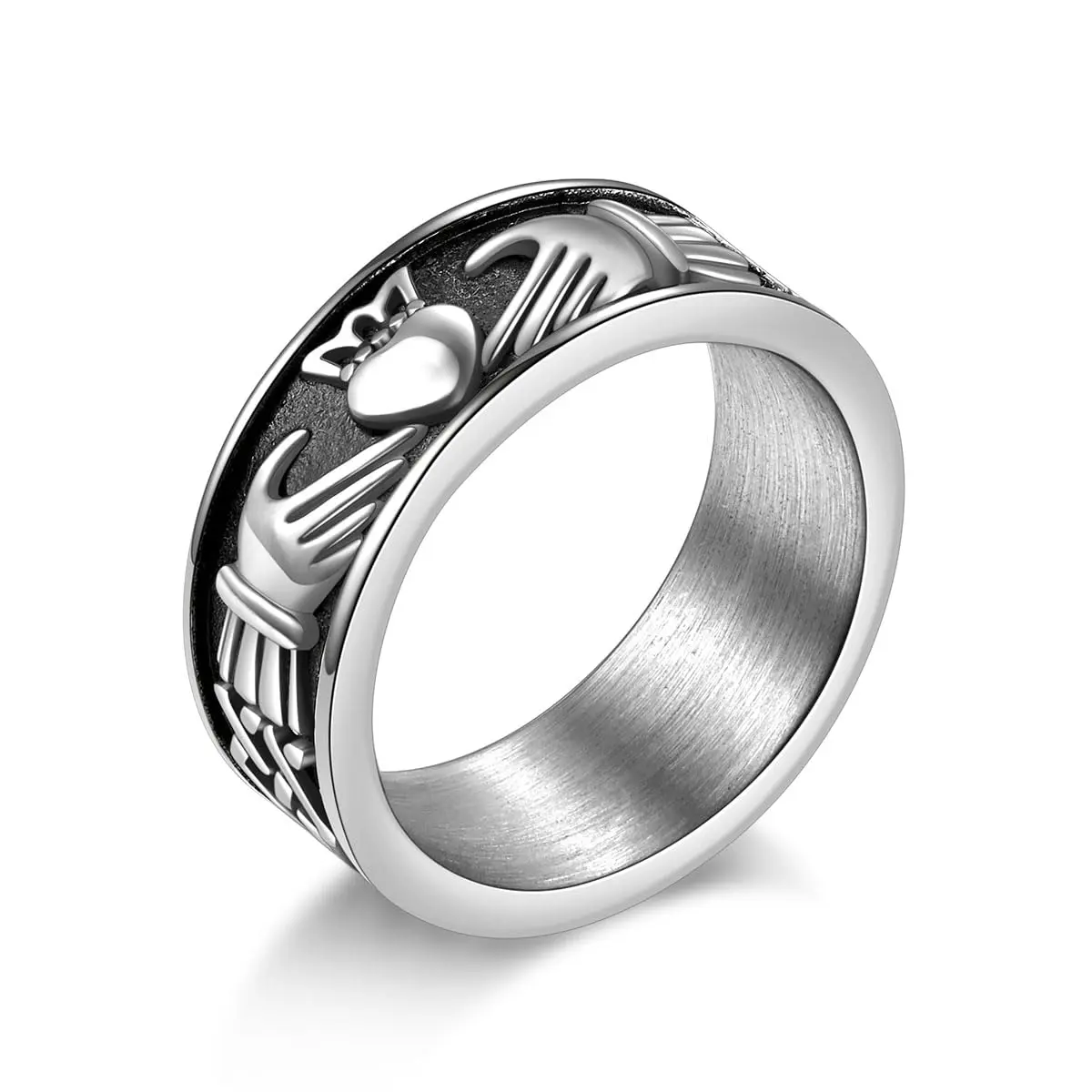 Claddagh Rings For Love  Stainless Steel/18k Plated Women Men Wedding Band