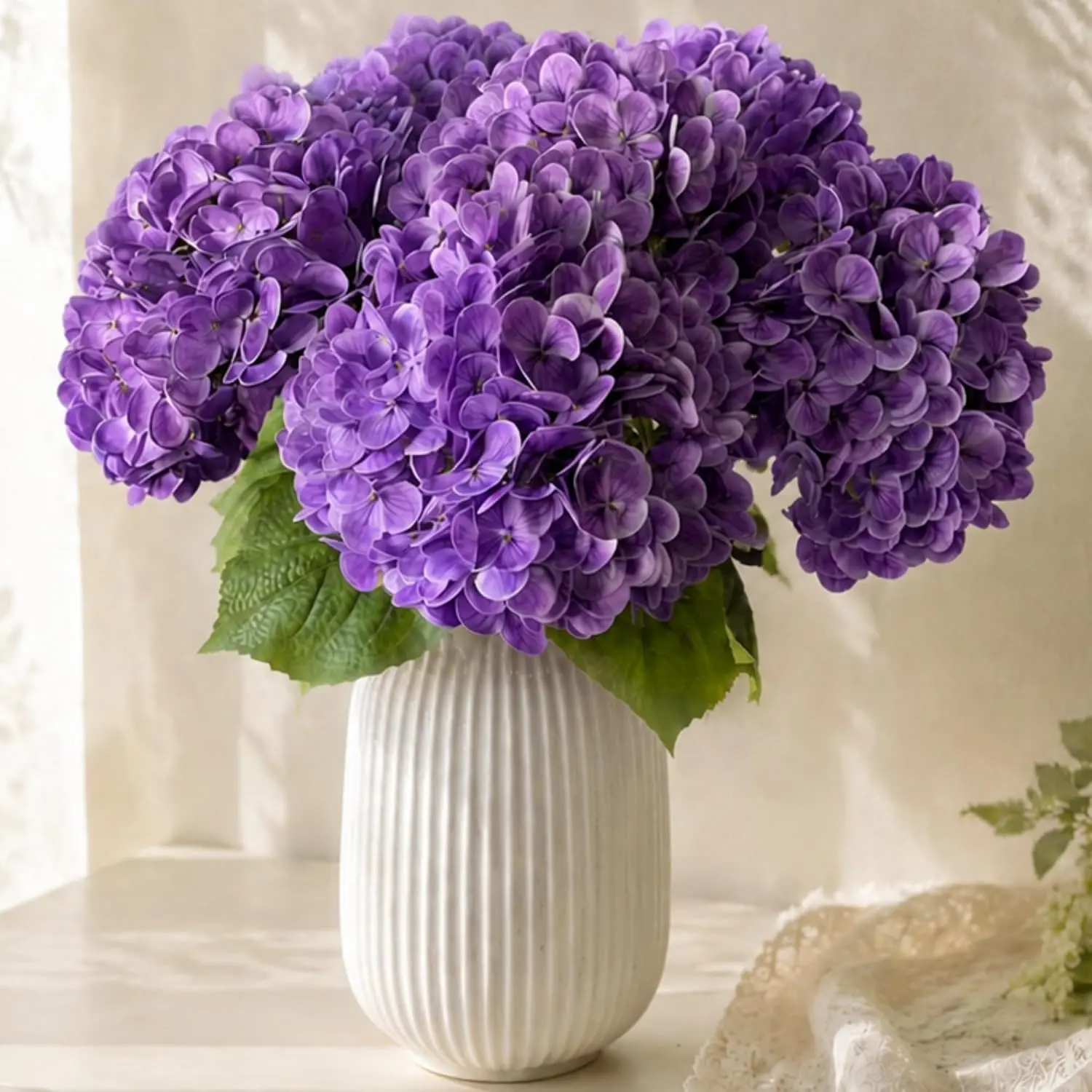 6 Stems Hydrangea Artificial Flowers Real Touch Hydrangeas Faux Flowers Latex Fake Flower for Wedding Home Coffee Table Room Centerpieces Decor
