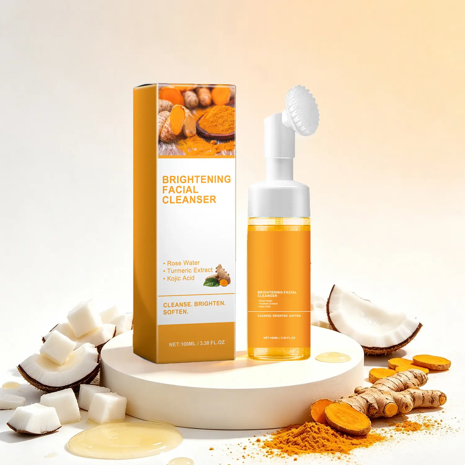 Turmeric Kojic Acid Foaming Facial Cleanser Deep Cleansing Face Wash Gentle Daily Facial Cleanser Hydrating Skin Care for Smooth Fresh Looking Skin 100ml