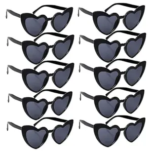10-Piece Heart-Shaped Party Glasses Set, Colored Lenses, Polycarbonate Material, Perfect Wedding Party Photography Props Gift, Accessories