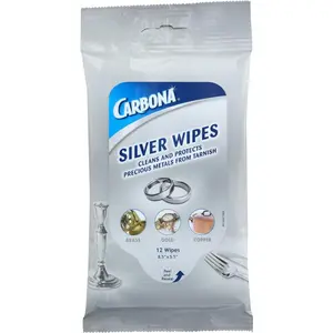 Carbona Silver Wipes | Metal Cleaner & Polish | 12 Wipes, 1 Pack