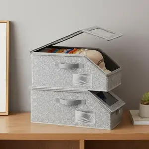 Stackable Hat Storage Boxes for Baseball Caps, Holds Up to 24 Hats, Durable Cardboard Box for Men, Classic Style, Wardrobe Organizer