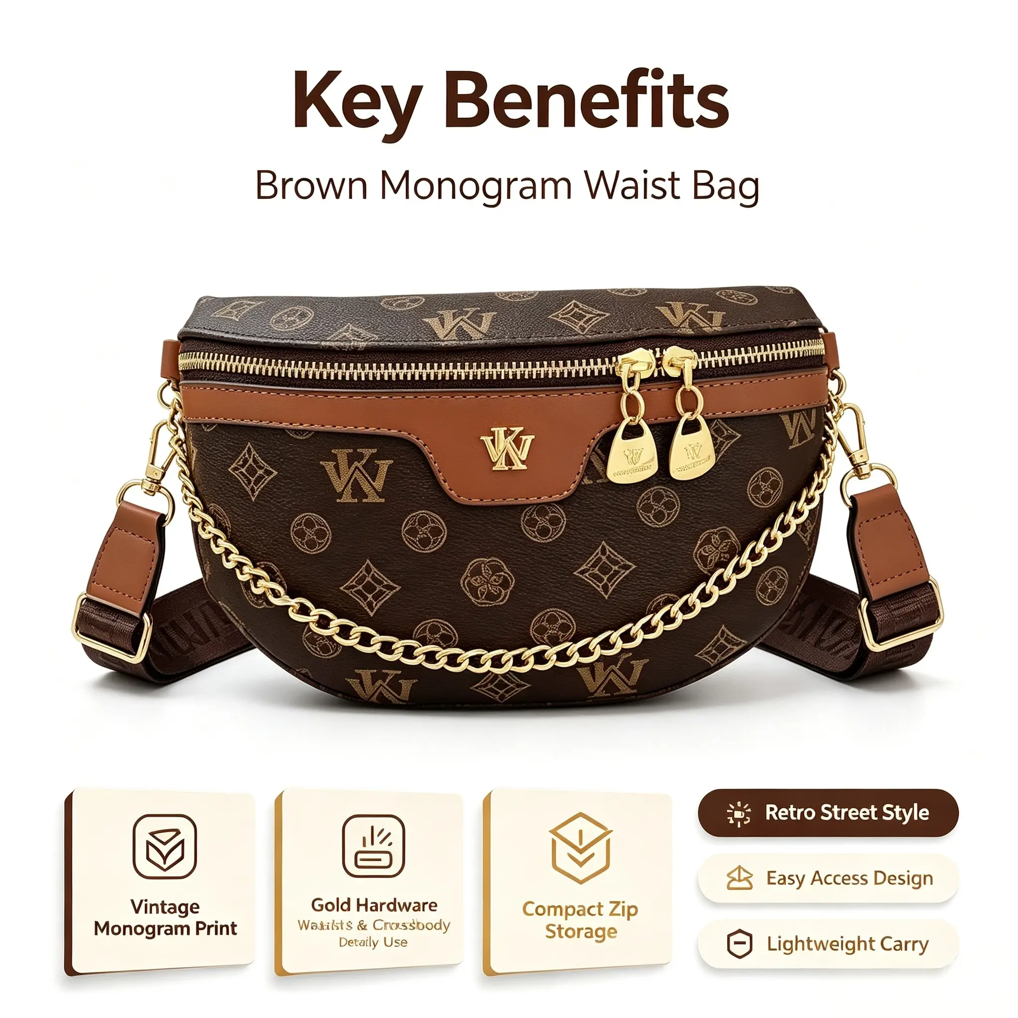 Women's Geometric PU Leather Crossbody Chest Bag, Street Chic Shoulder Bag for Daily Carry with a Magnetic Closure and Adjustable Strap