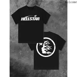 100% Cotton Men's T Shirt Double Sided Printed Hell Star Pattern High Quality Round Neck Short Sleeved Casual Spring Summer Short Sleeves Top