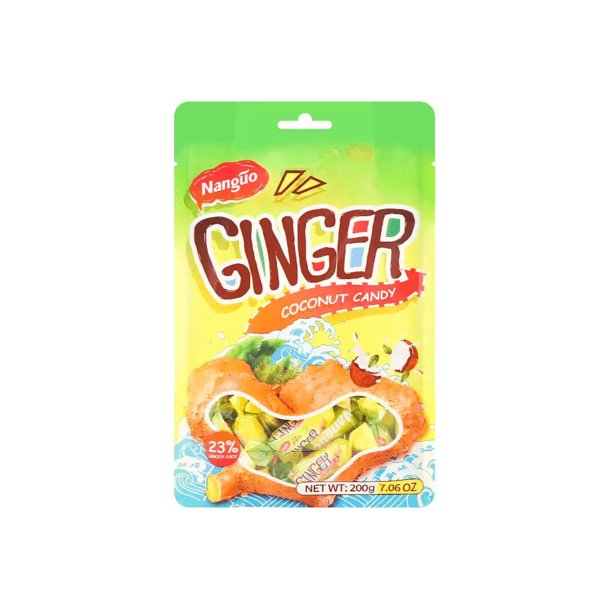 Nanguo Ginger Coconut Hard Candy - 200g Bag, Authentic Chinese Snack, Sweet & Spicy Flavor