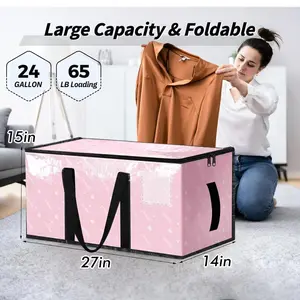 A set of 6 large-capacity, heavy-duty plastic folding waterproof and moisture-resistant storage bags with hinged lids—sturdy and durable, perfect for home use, camping, travel, attic storage, dorm rooms, and moving