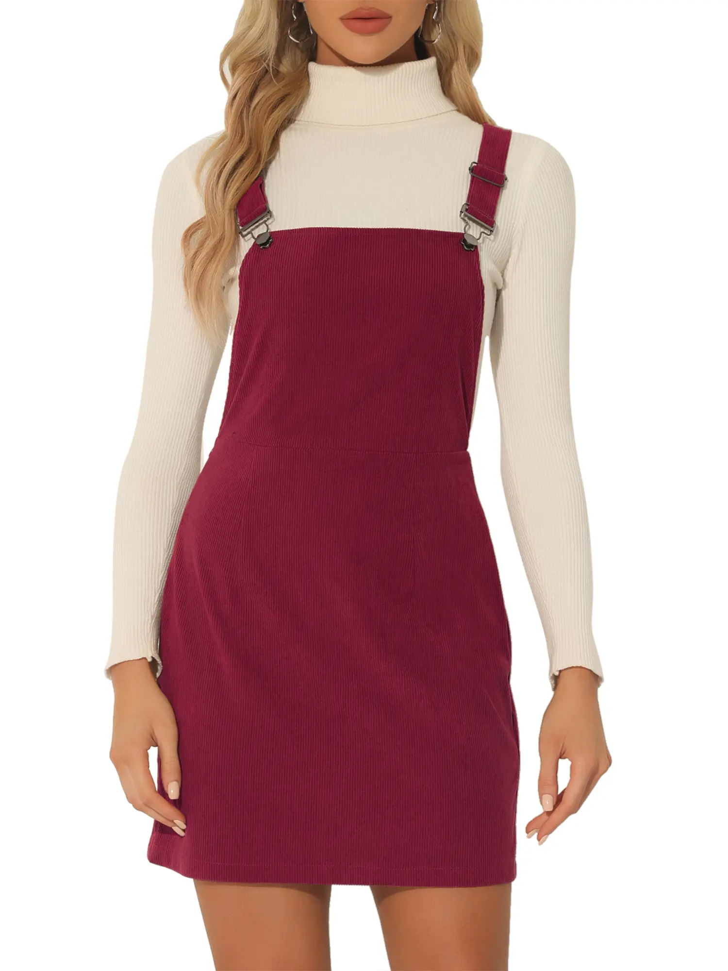 INSPIRE CHIC Suspender Skirt Adjustable Strap Pinafore Corduroy Overall Dress