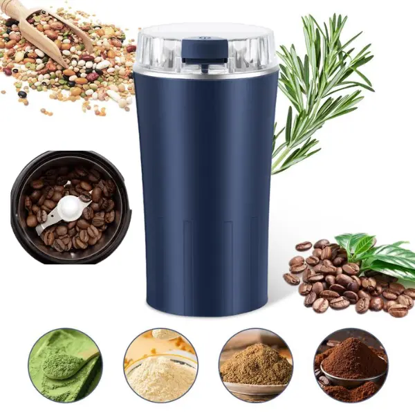 DAS 300W Stainless Steel Electric Grinder - High-Torque Copper Motor, 1-Button Switch, Fast Grinding for Dry Spices, Nuts, Coffee Beans