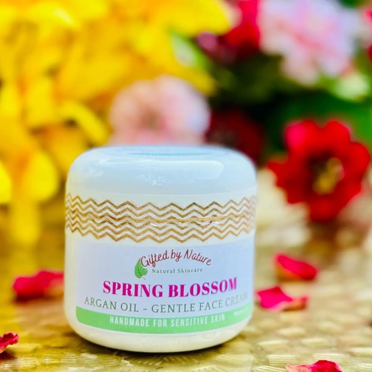 Organic Moroccan Argan Oil Face Cream with Rose and Frankincense - Nourishing and Smoothing - Spring Blossom Scent - Skincare, Blend Moisturizers Calming