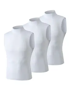 Men's High Neck Athletic Compression Tank Tops, Quick Dry Breathable Sleeveless Sports T-Shirt, Moisture Wicking Layer for Running Cycling Basketball