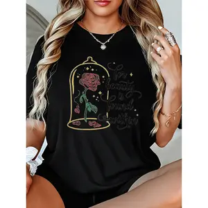 Women's Magical Princess T-Shirt Fairy Tale Story Crew Neck Tee 100% Cotton Cute Print Top Beauty is Found Within Magic Kingdom Design