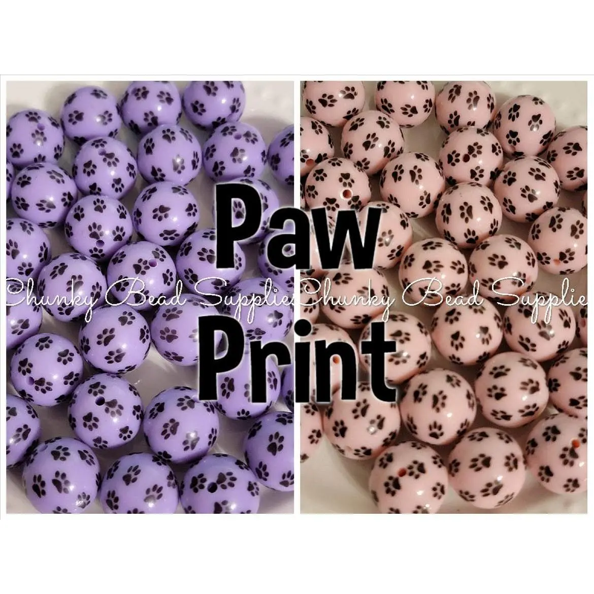 20mm "Paw Print" Acrylic Whole Print Beads