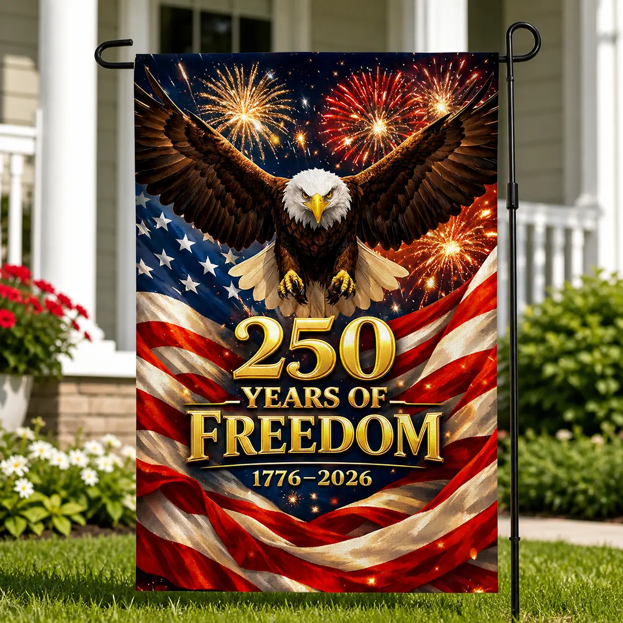 12x18 Inch Patriotic Garden Flag - USA 250th Anniversary American Banner Festive Flag for 4th of July Outdoor Lawn Porch Exterior Decor, American Banner Festive Flags, Decorative Festive Flags