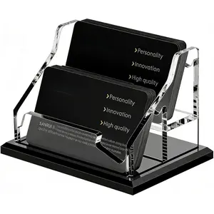 Business Card Holder - 8MM Thick Widened Base, 2-Slot Business Card Display for Desk , Fits 3.5x2 Inch Cards, Versatile for Office//Trade Shows