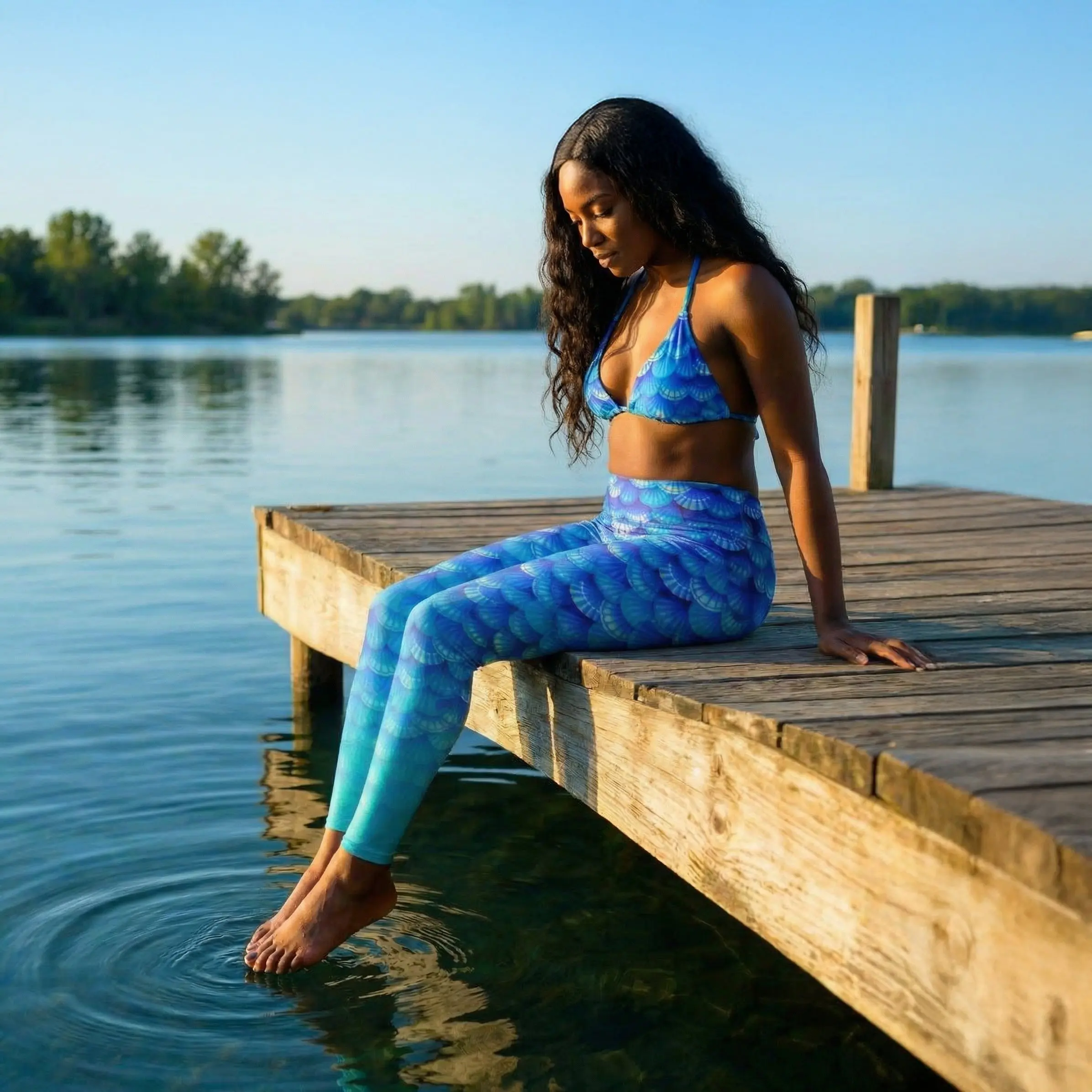 Arcane Pearl High Waist Dive Skin / Swim Leggings | Seashell