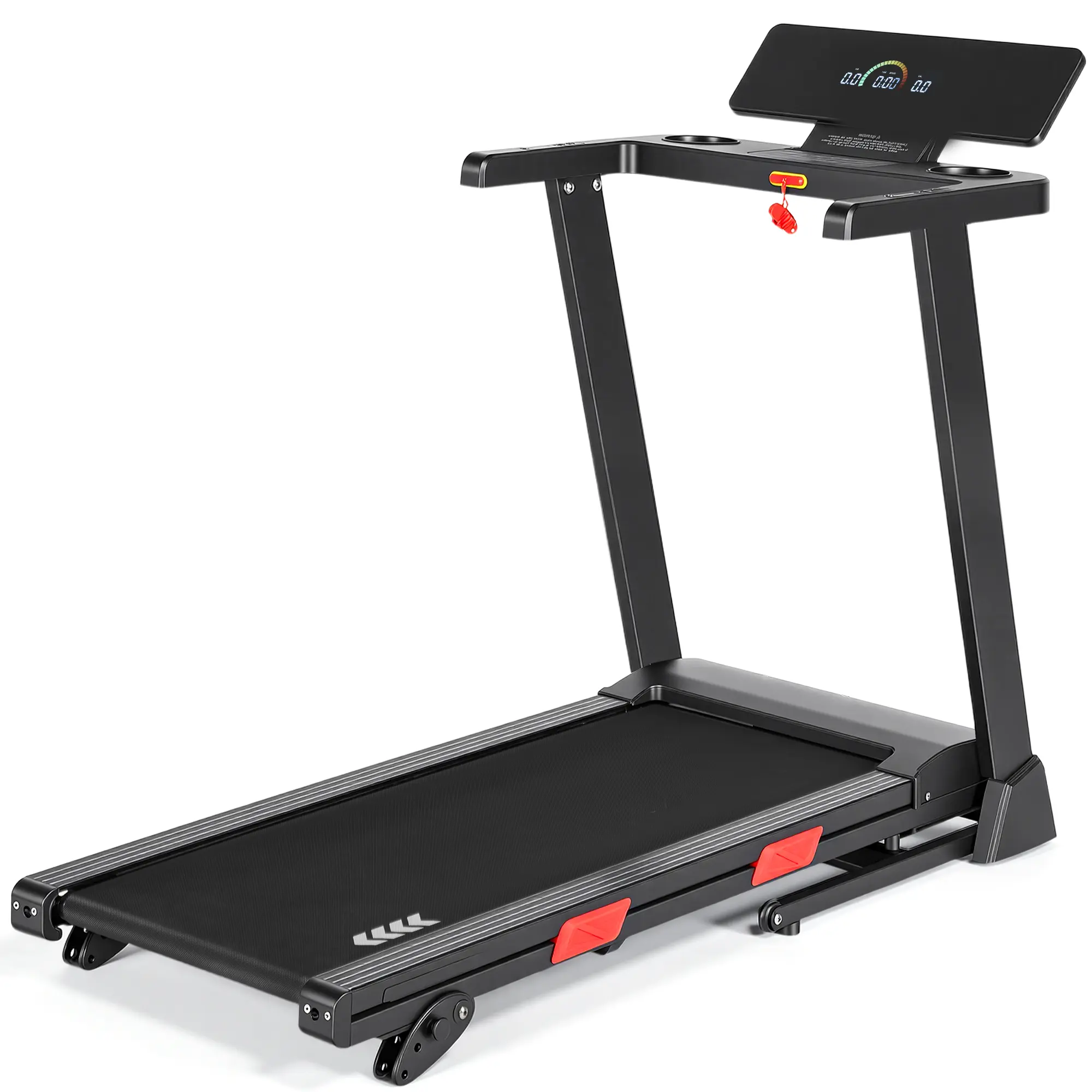 3 Level Manual Incline Treadmill with LED Monitor Quiet Electric Folding Treadmill 286LBS Capacity for Home Gym Office Walking and Running