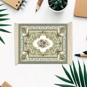 Vintage Persian Mini Woven Rug Mouse Pad, Unique Carpet Design with Fringe Decor, Ideal Home Office Desktop Decoration, Desk Accessories