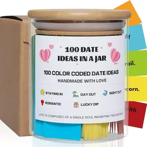 100Budget-Friendly Date Ideas – Colorful -Coded Jar for Couples, Unique Gift for Weddings, Anniversaries, Newlyweds or Engagement Parties, Home Decor Gift