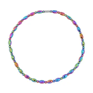 Hematite Silvertone Beaded Necklace with Magnetic Clasp for Women Jewelry Size 20" Birthday Christmas Gifts