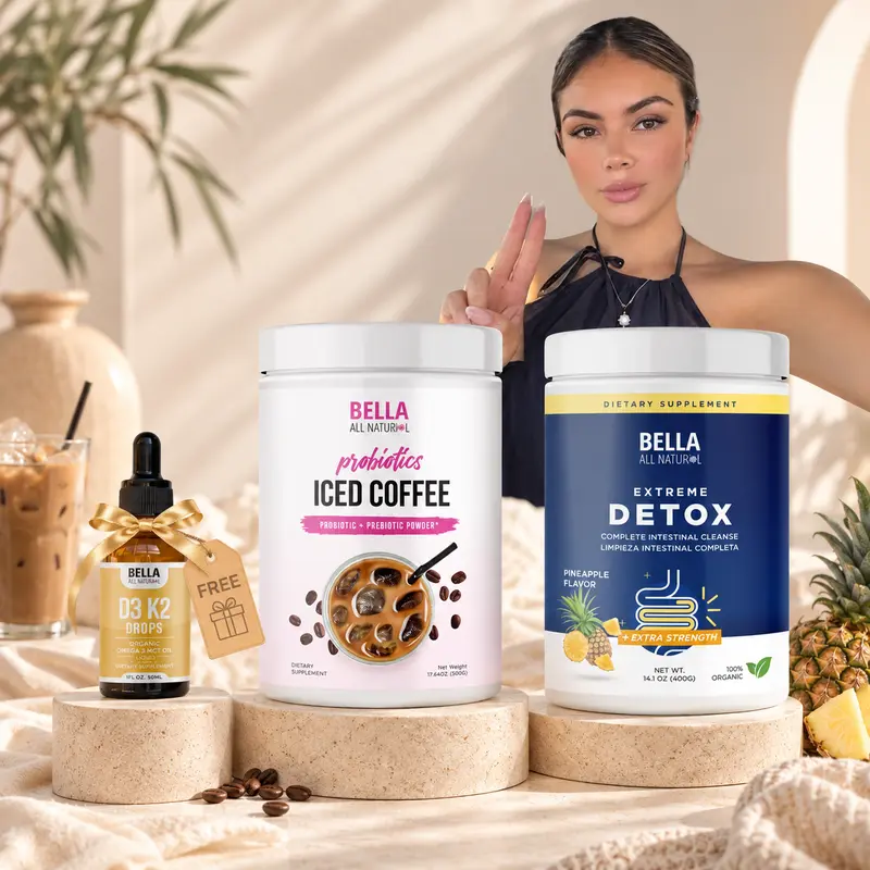 Itzel's Favorites - Probiotics Iced Coffee + Extreme Detox (Pineapple) + D3 K2 Drops