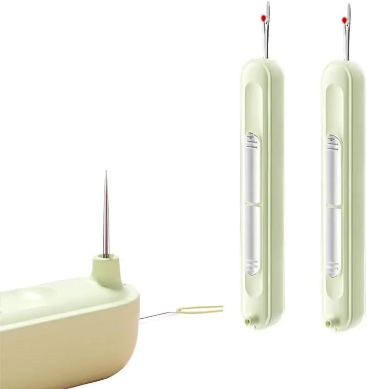 2Pcs 2 in 1 Needle Threader Seam Ripper, Retractable Threader Plug-in Needle Threader and Thread Remover Tool for Sewing Embroidery Cross-Stitch Knitting, Portable and Compact Sewing Accessories