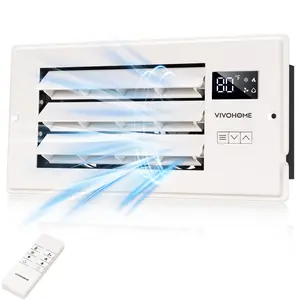 VIVOHOME Register Booster Fan with Adjustable Wind Direction Louver, Smart Intelligent Thermostat & 10-Speed Remote Control - Vent Cover for Room, Floor, Wall - White