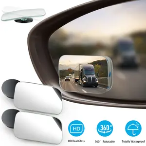 Car Blind Spot Mirror, HD Glass Convex Lens Frameless Adjustable Blind Spot Mirror for All Universal Vehicles Car Stick-on Design (2 PCS) Waterproof