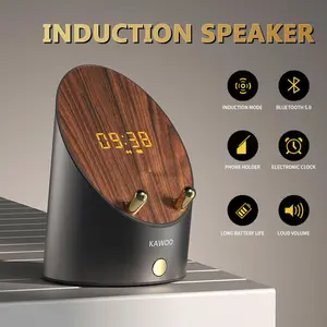 Wooden Smart Induction Speaker with Cellphone Holder, Button-Operated Phone & Electronics Accessory, Cellphone Mount & Protective Shell