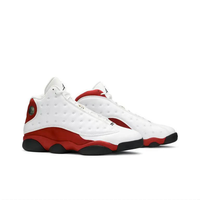 Basketball sneakers white red black upper high top pebbled leather cushioned rounded outsole retro sport silhouette ankle support street hype fit daily match outdoor practice trending unisex footwear