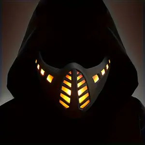 LED Cyberpunk Full Face Nylon Mask, Breathable Sci-Fi Futuristic Accessory for Men, Festive & Party Supplies for Cosplay, Halloween