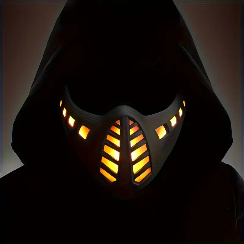 LED Cyberpunk Full Face Nylon Mask - Breathable Sci-Fi Futuristic Accessory for Men, Halloween Cosplay Supplies, Party Gift with Unique Mask Design, Parties