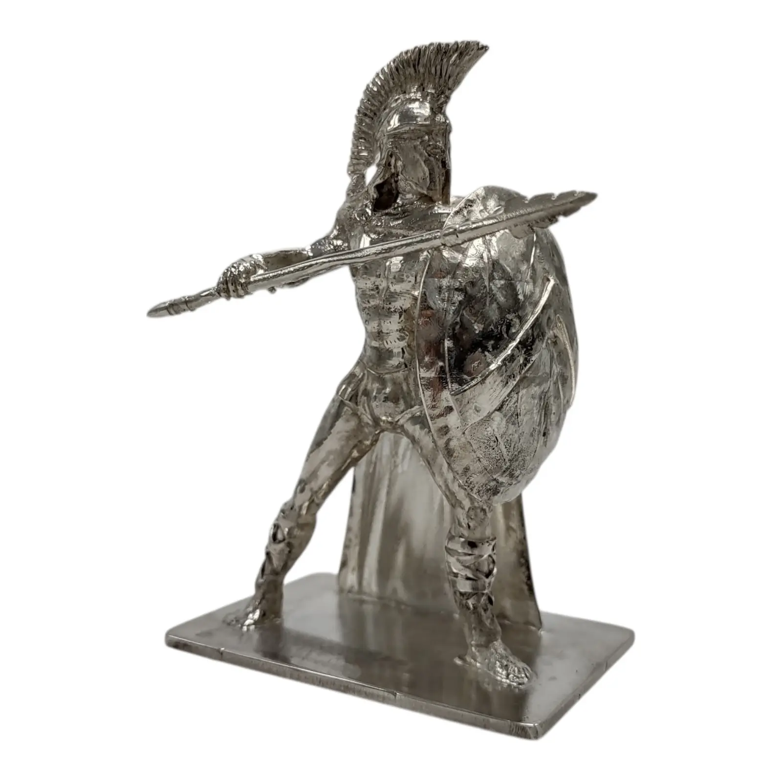 Spartan Warrior (Phalanx) – Hand-Poured Silver Collectible Statue (Made in USA)