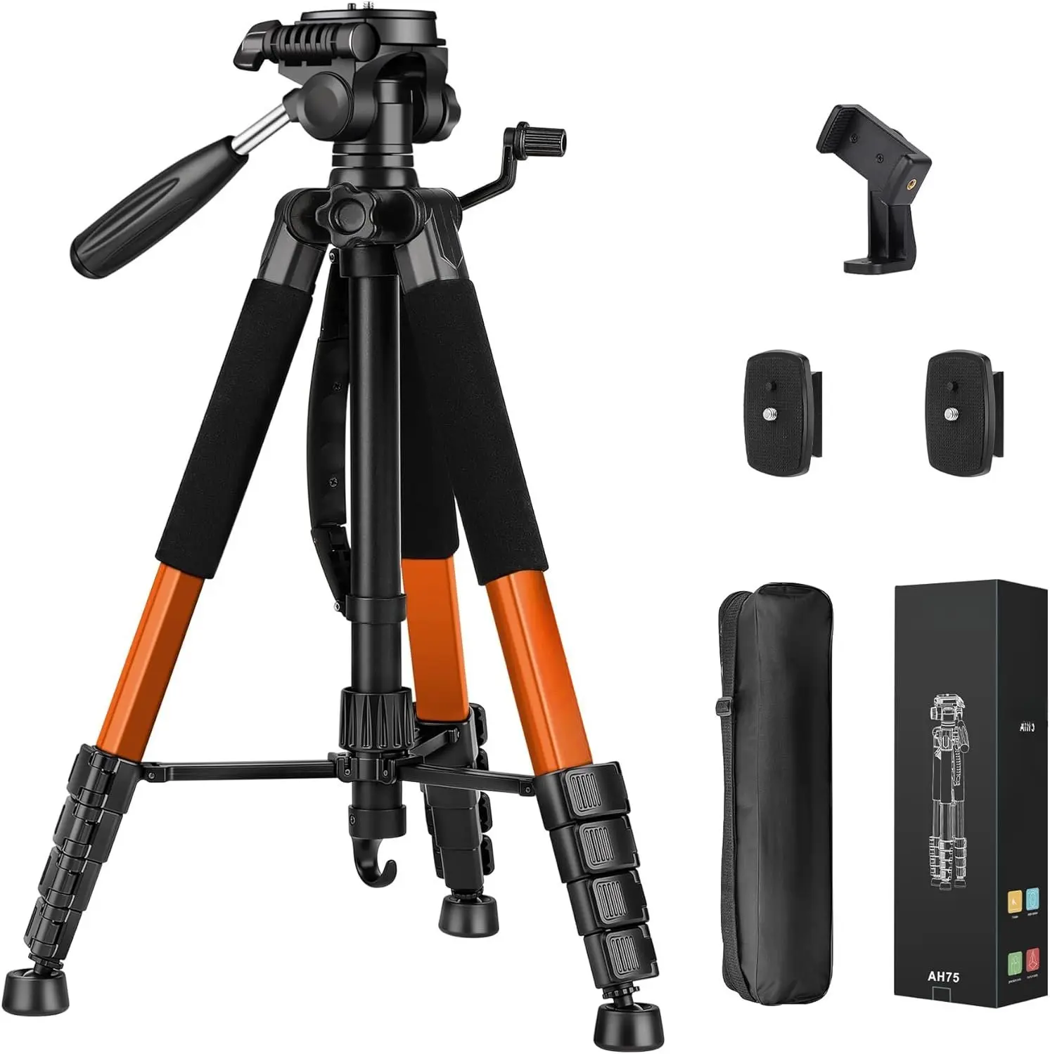 Tripod Camera Tripods, 74" Tripod for Camera Cell Phone Video Photography, Heavy Duty Tall Cameras Tripod Stand, Professional Travel DSLR Tripods Compatible with  , Max Load 15 LB