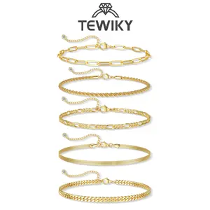 Tewiky  Bracelets for Women Waterproof,  Jewelry Sets for Women Trendy Thin Dainty Stackable Cuban Link Paperclip Chain Bracelet Pack Fashion Accessories Gifts for Womens maximalist jewelry
