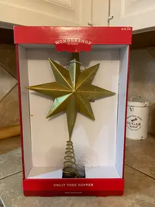 Christmas Wondershop Unlit Star Tree Topper - Gold Glitter