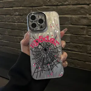 Black spider web pattern, phone case for iPhone17promax, 16 15pro 14plus 13 12Pro 11 Pro Max shockproof full camera protection durable slim silicone case phone case.QX484