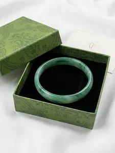 Elegant Classic Floral Bangle Bracelet, Organic Glass, Traditional Chinese Aesthetic Jewelry, Gift Box Included, Gift Ready, Perfect Present for Women