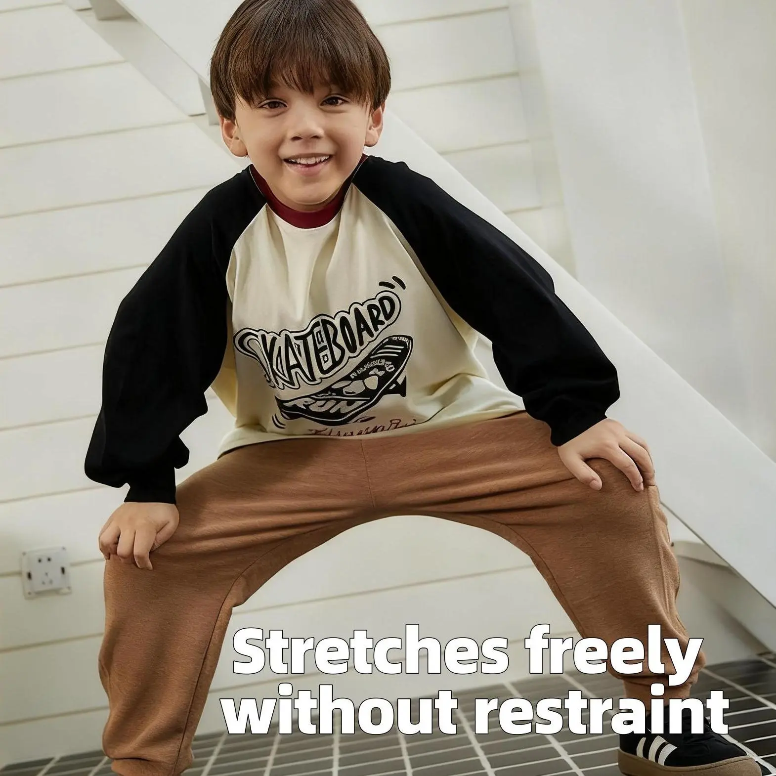 RUNRUNGO【Cozy Fleece】Children's Sweatpants Fall Thin Loose Long Pants Boys' Sports Casual Pants